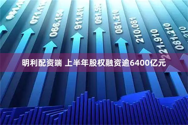 明利配资端 上半年股权融资逾6400亿元
